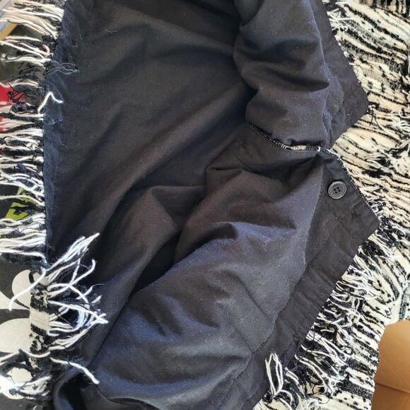 Silver stream womens small black white stripe dot tweed fringe button up jacket - Picture 7 of 11